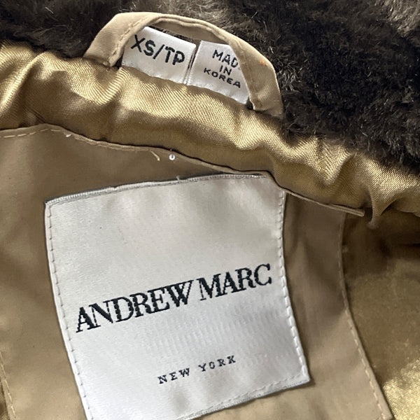 Andrew Marc Womens Quilted Hooded Jacket W/Faux Fur Trim Winter Coat Sz XS - New