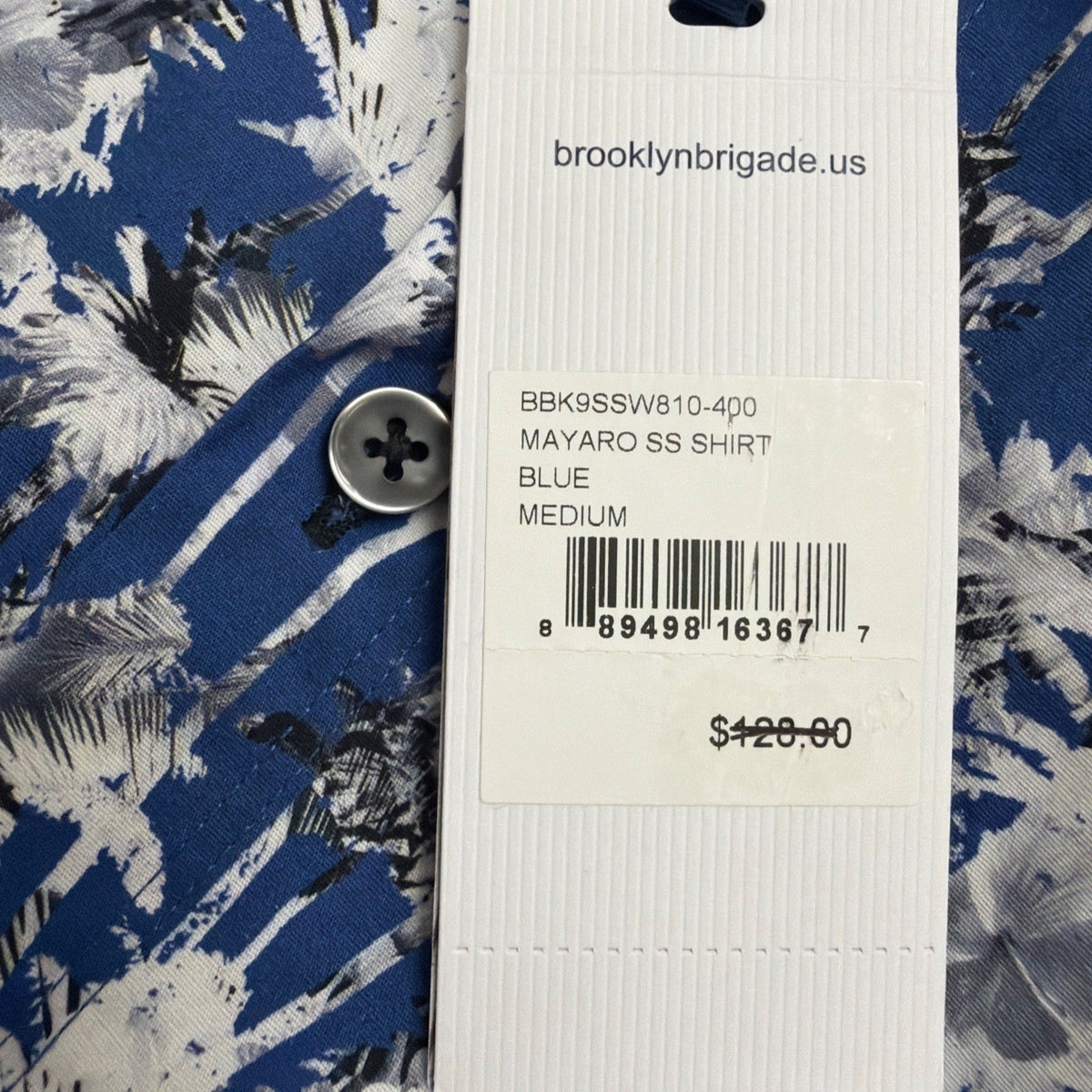 Brooklyn Brigade Mens Blue Cotton/Spandex Floral Short Sleeve Shirt Size M - New