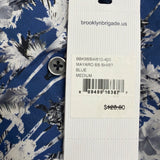 Brooklyn Brigade Mens Blue Cotton/Spandex Floral Short Sleeve Shirt Size M - New