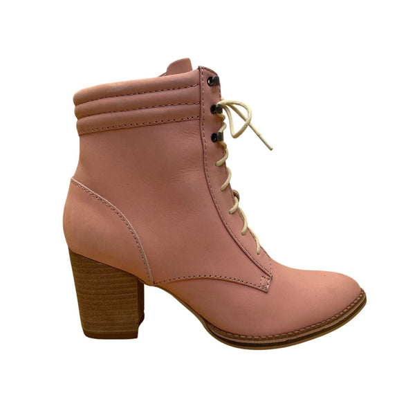 Pilcro & The Letterpress Women’s Pink Leather Block Heel Ankle Boots Size 9