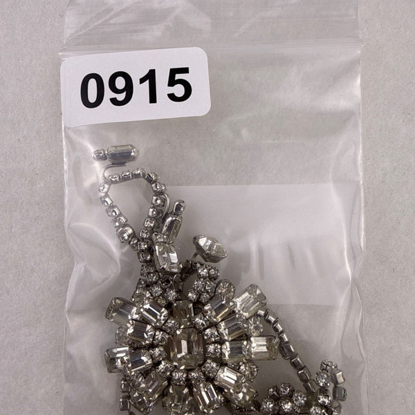 Vintage Womens Silver Tone Rhinestone Statement Necklace Starburst Pendant Adjus