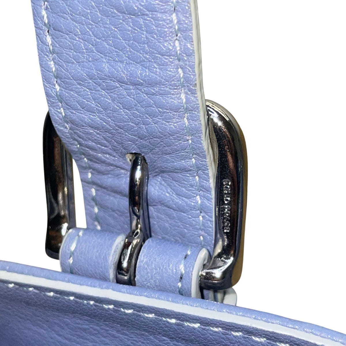 Levenger Women’s Blue Leather Double Handles Front Pocket Shoulder Tote Bag