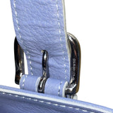 Levenger Women’s Blue Leather Double Handles Front Pocket Shoulder Tote Bag