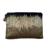 Handmade Women’s Black & Gold Beaded Tassel Zippered Clutch Bag