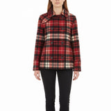 Woolrich Womens Red Plaid Wool Blend Double-Breasted Jacket Winter Coat Size L