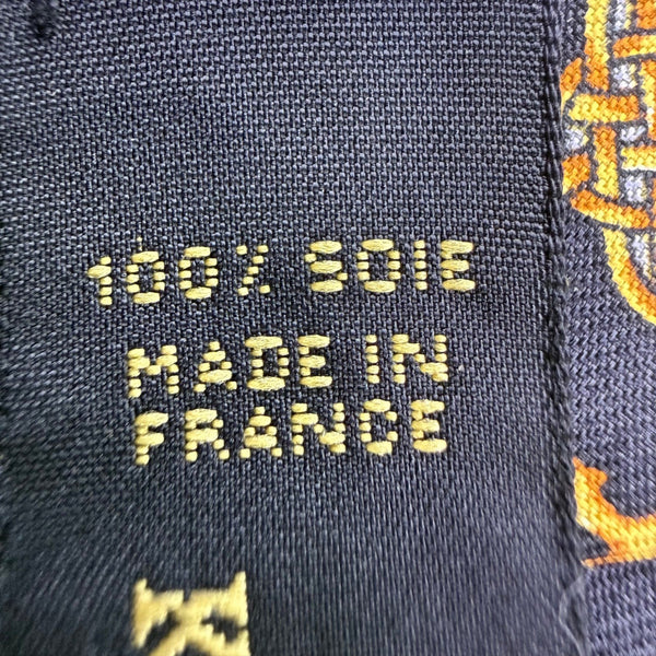 Korloff Mens Navy & Gold Silk Necktie Patterned Made In France Stylish Accessory