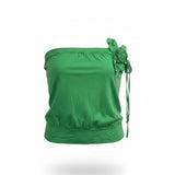 Guess Collection Womens Apple Green Strapless Top With Flower Detail One Size
