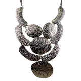 Textured Gold Tone Womens Metal Bib Necklace Tribal Ethnic Design 