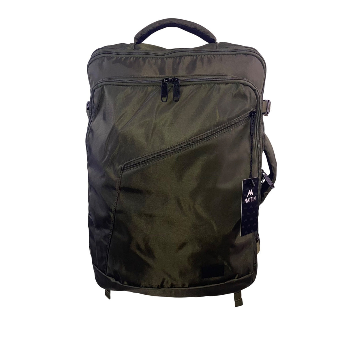 Matein Unisex Olive Green Nylon Adjustable Straps Convertible Travel Backpack