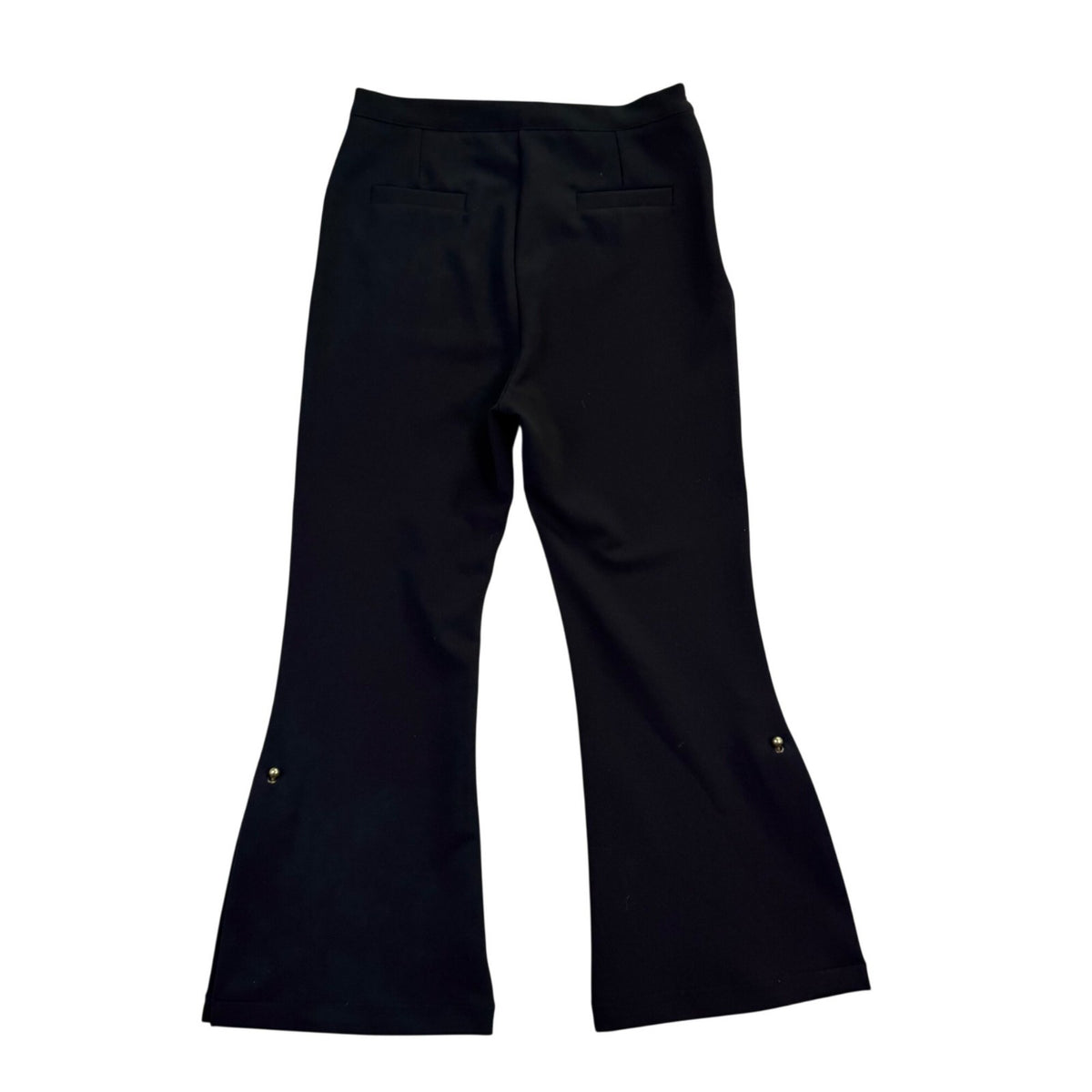 Petite Studio Womens Black Flared Pants Pearl Embellishments Sz XS