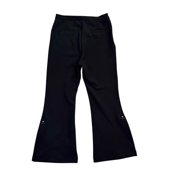 Petite Studio Womens Black Flared Pants Pearl Embellishments Sz XS