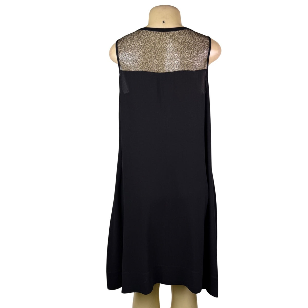 Eileen Fisher Womens Black Sheer Open Cardigan & Silk Dress Set Sz M