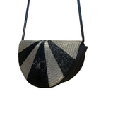 Impo Women’s Black & Silver Beaded Striped Half-Moon Crossbody Bag