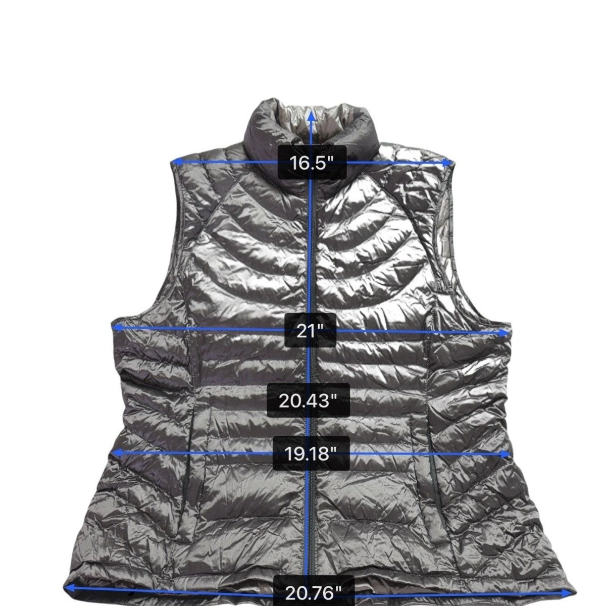 Bernardo Womens Silver Puffer Vest Zippered Front Sz L