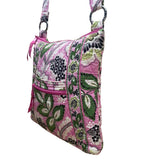 Vera Bradley Women’s Pink & Green Quilted Floral Print Adjustable Crossbody Bag