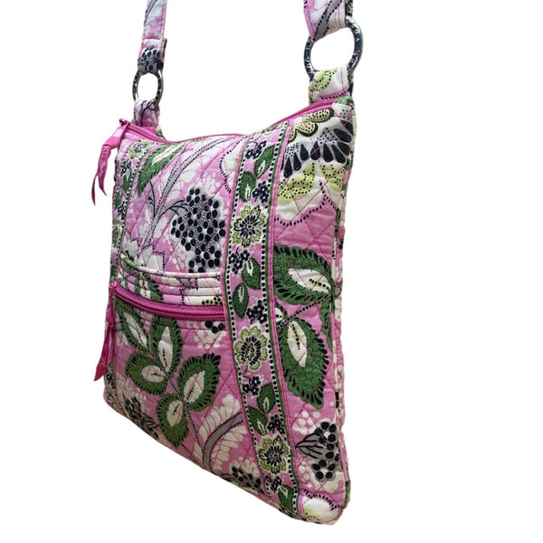 Vera Bradley Women’s Pink & Green Quilted Floral Print Adjustable Crossbody Bag