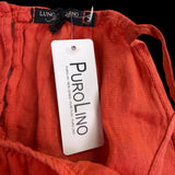 Puro Lino Womens Orange Linen Sleeveless Halter Maxi Dress With Tie Size M