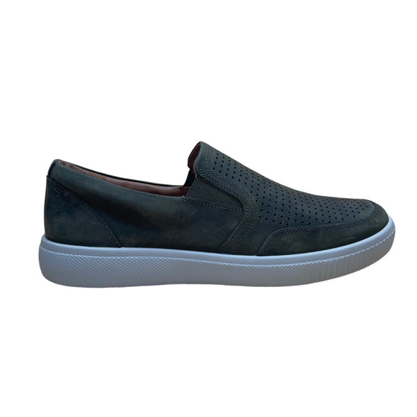 Hotter Men’s Green Leather Perforated Slip-On Dual Fitting Flat Shoes Size 12