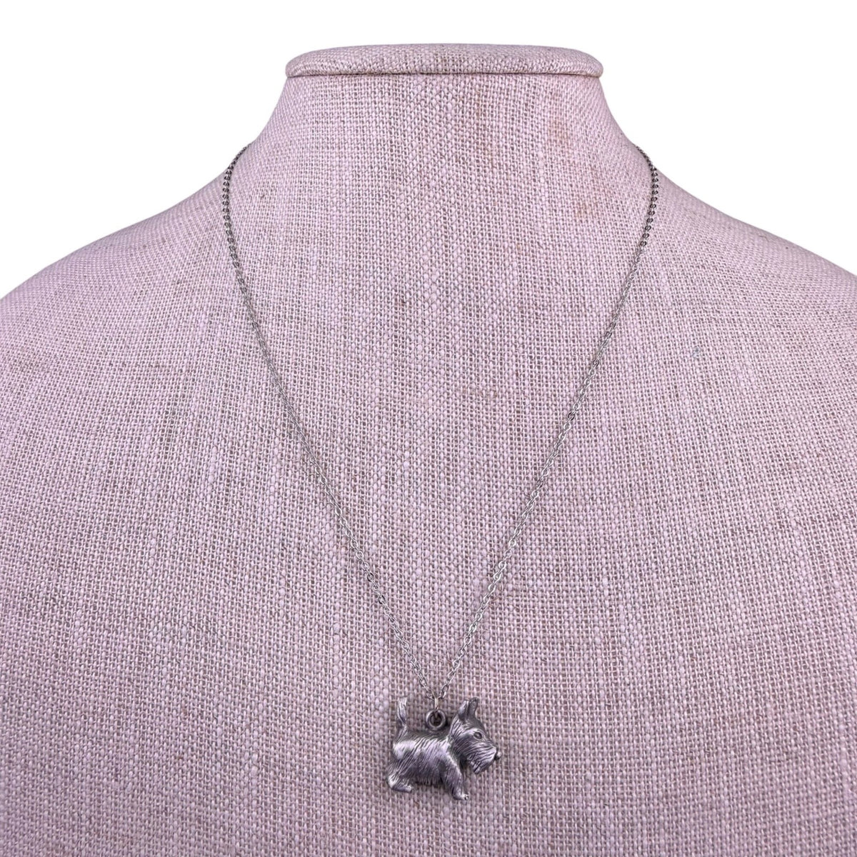 Spoon Womens Silver Tone Pewter Scottie Dog Necklace & Earrings Set Jewelry