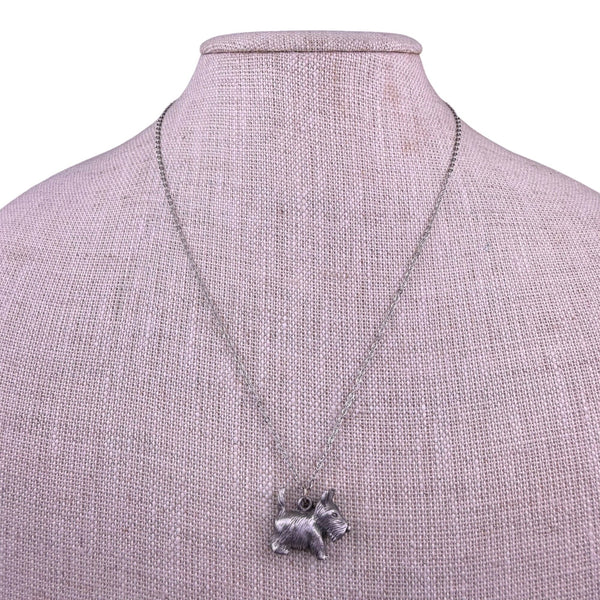 Spoon Womens Silver Tone Pewter Scottie Dog Necklace & Earrings Set Jewelry