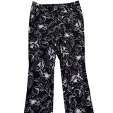 White House Black Market Womens Black Floral Flare Crop Pants Size 10