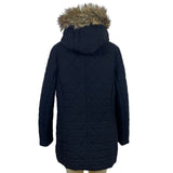 Marc New York Womens Black Quilted Hooded Coat Faux Fur Trim DownPockets Sz XL