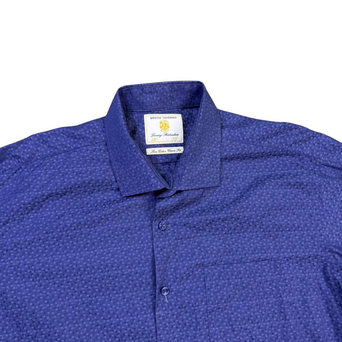 Brook Taverner Mens Navy Cotton Classic Fit Dress Shirt 18" Collar 35" Sleeve