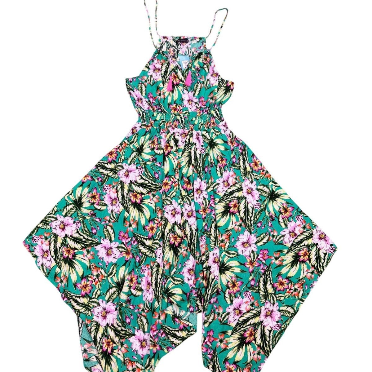 M&S Womens Green Floral Handkerchief Hem Dress Size EUR 40 - USA 9