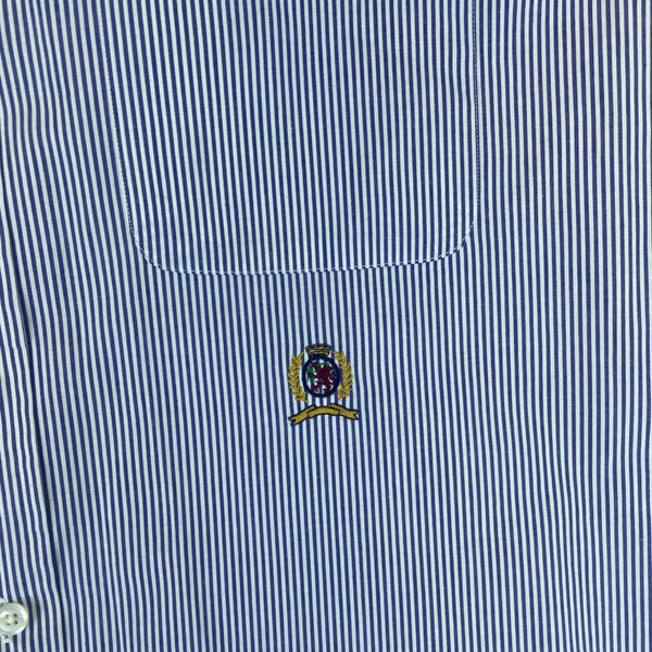 Tommy Hilfiger Men's Blue & White Striped Long Sleeve Dress Shirt Sz 15.5/33