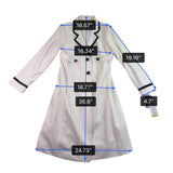 Julian Taylor Womens White Long Jacket With Black Trim Button Front  Size 14