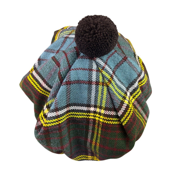 Tartan Plaid Wool Blend Traditional Tam Hat With Pom & Vibrant Pattern