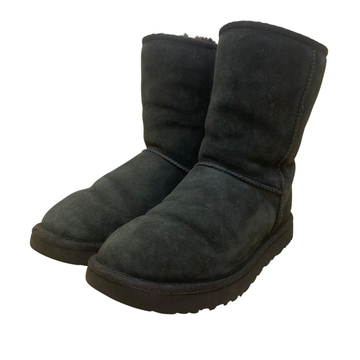 Ugg Women’s Black Suede Sheepskin-Lined Mid-Calf Winter Wear Boots Size 9