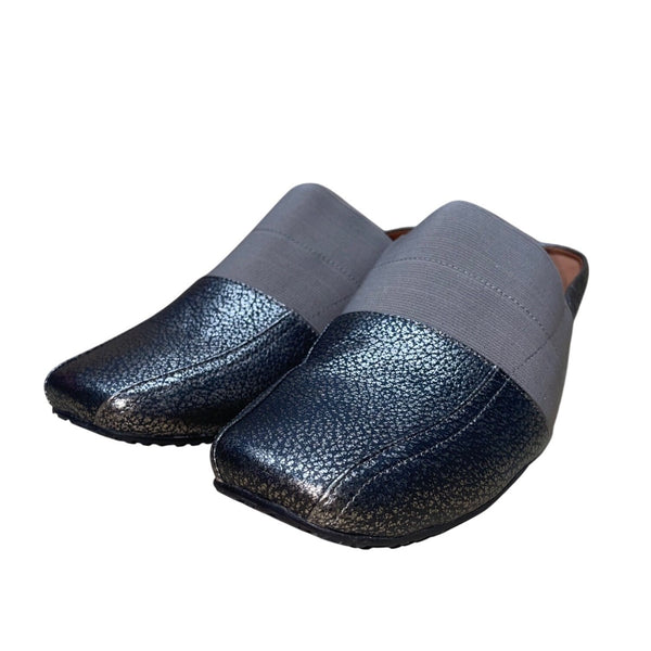 Gentle Souls Women’s Gray & Metallic Leather Slip-On Iso Mule Mules Size 10M