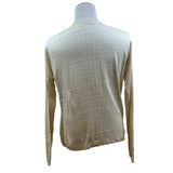 Bachrach Mens Cream 100% Silk Long Sleeve Sweater Grid Pattern Size L