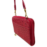 Lorenzi Women’s Cherry Red Leather Evening Bag with Gold Details Sz S