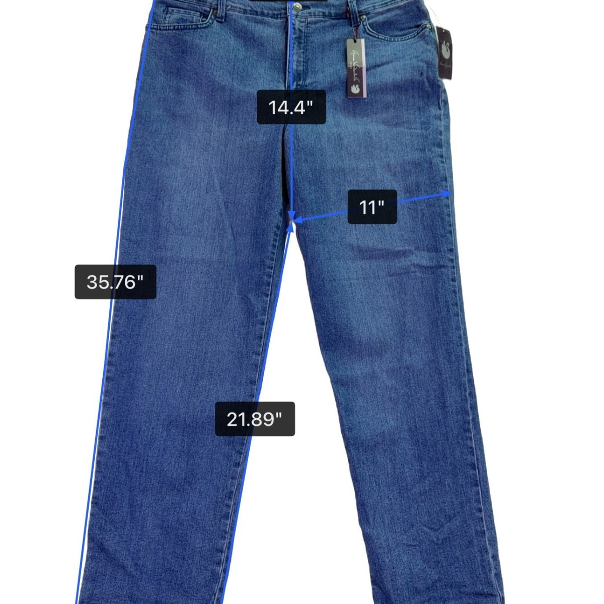 Gloria Vanderbilt Womens Blue Amanda Slimming Pull-On Denim Jeans Size 16