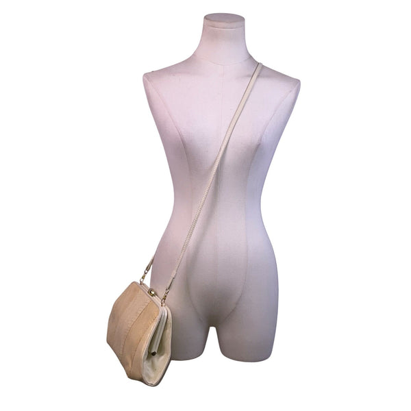 Aspects Women’s Beige Faux Snakeskin Classic Frame Crossbody Bag