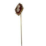 Avon Womens Gold Tone Cameo Stick Pin Faux Pearls Oval Design