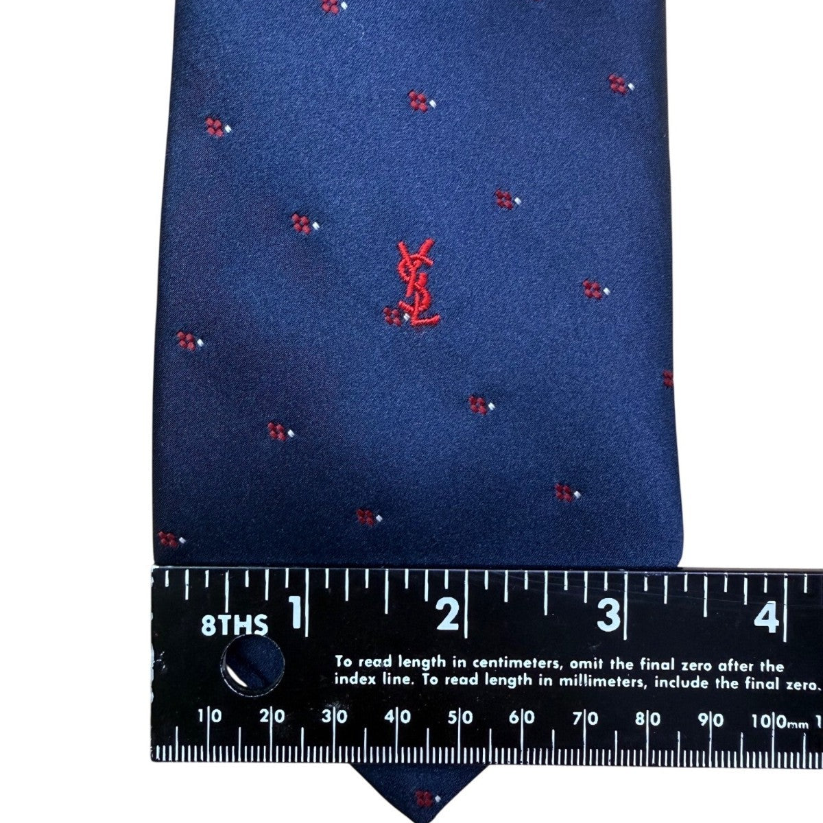 Y Saint Laurent Mens Navy Polyester/Silk Floral Pattern Classic Neck Tie