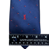 Y Saint Laurent Mens Navy Polyester/Silk Floral Pattern Classic Neck Tie