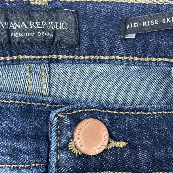 Womens Mid-Rise Dark Blue Skinny Jeans New