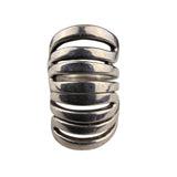 Sterling Silver India Spiral Wide Band Wraparound Ring Modernist Design Size 7
