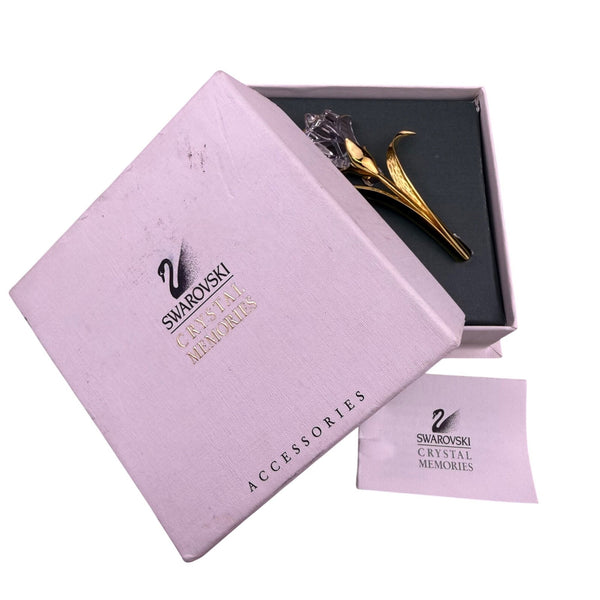 Swarovski Womens Gold Tone & Crystal Brooch Flower Motif Boxed Accessories 