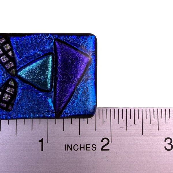 Glass Art Brooch Women Blue & Purple Dichroic Stylized Face Jewelry