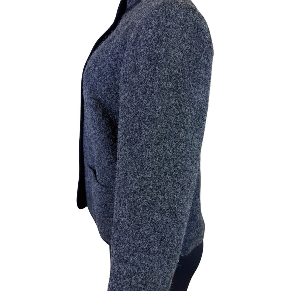 Saint Laurent Womens Gray Wool Button-Up Jacket Gold Accent Pockets Size 38