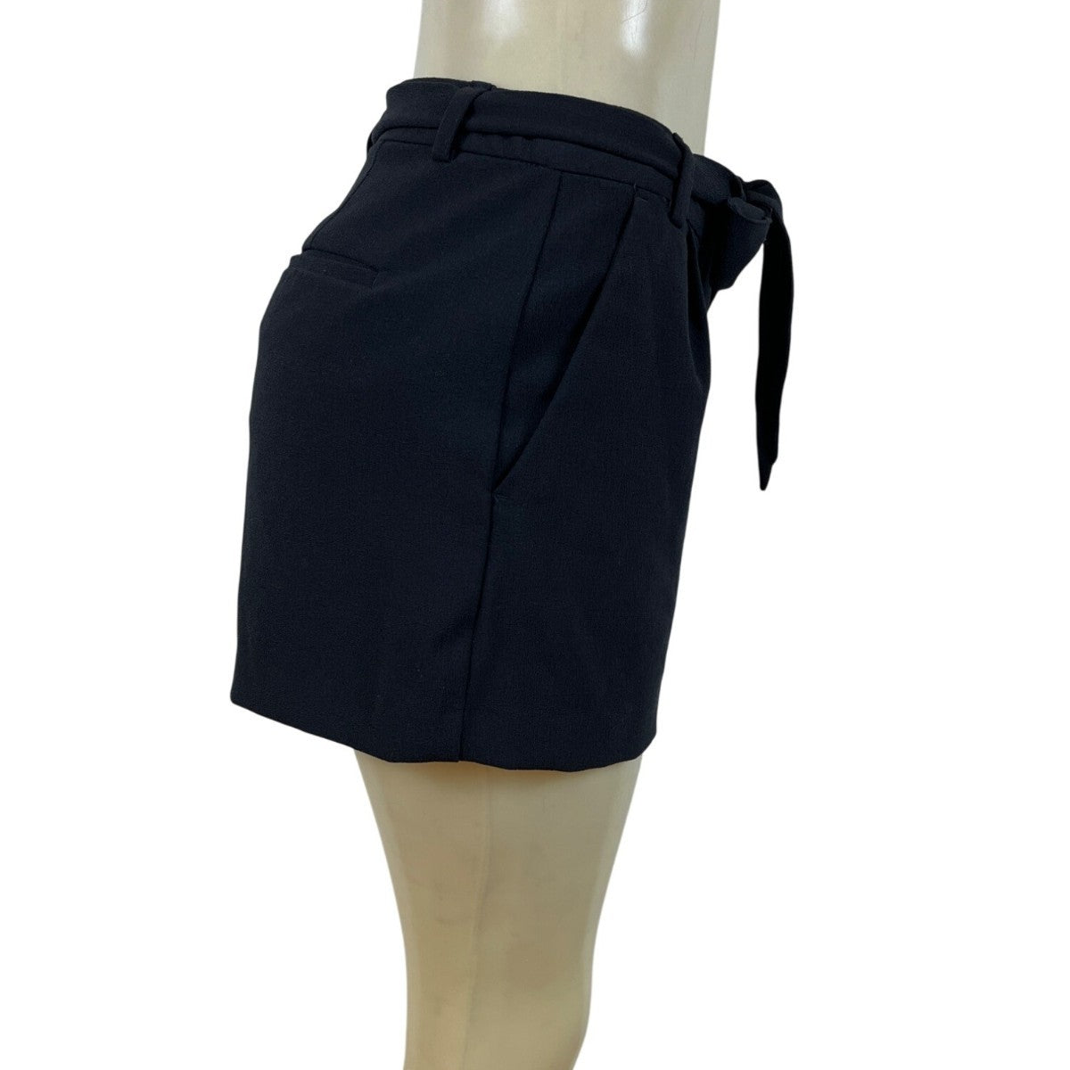 Loft Womens Black High-Waist Tie Belt Shorts Size 2