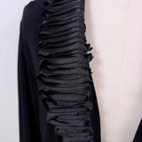 Chicos Womens Black Ruffled Embellished Travelers Cardigan Open Front Size 1