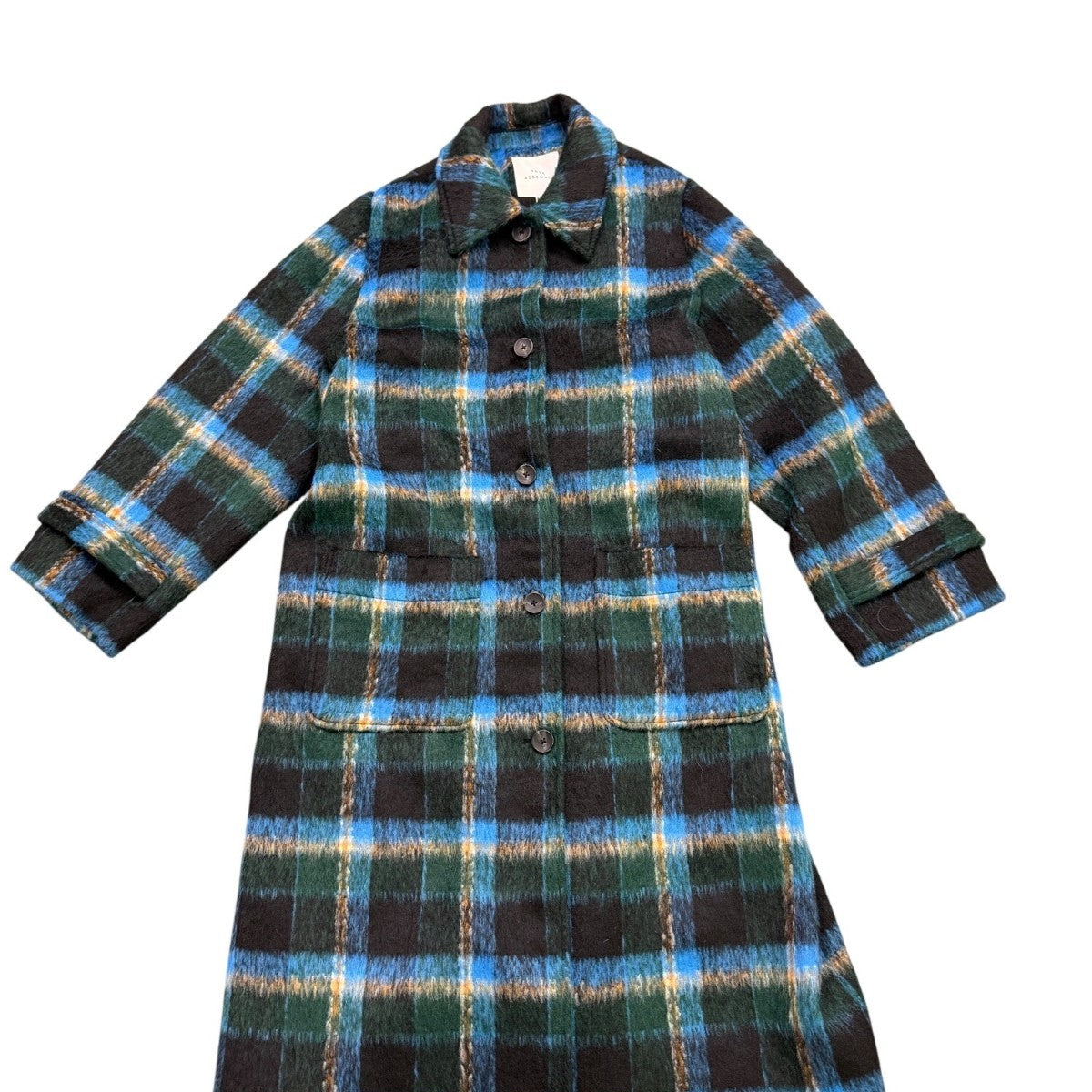 Free Assembly Womens Black Multi-Color Plaid Coat Sz L