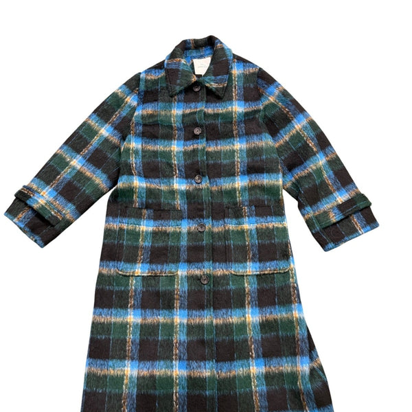 Free Assembly Womens Black Multi-Color Plaid Coat Sz L