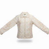 Coldwater Creek Womens Ivory 100% Silk Embroidered Long Sleeve Jacket Size S